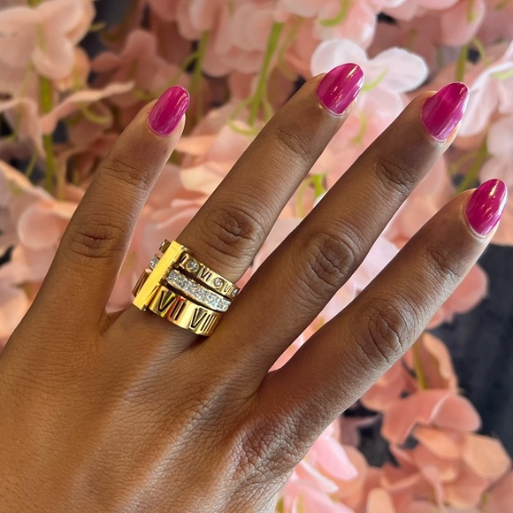 TRIPLE STACK STONE RING - GOLD - Picture 4 of 5